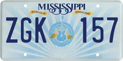 MS license plate ZGK157