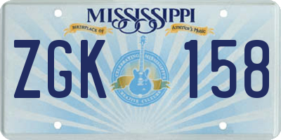 MS license plate ZGK158