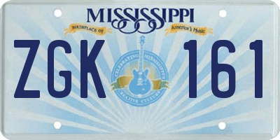 MS license plate ZGK161