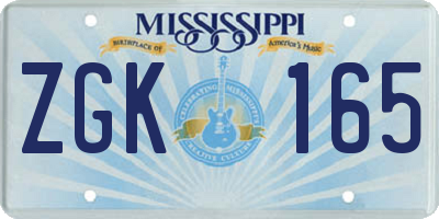 MS license plate ZGK165