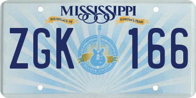 MS license plate ZGK166