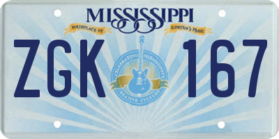 MS license plate ZGK167