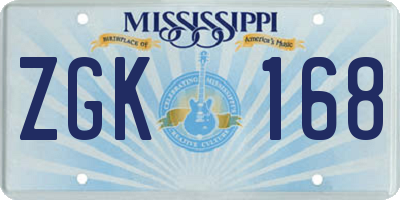 MS license plate ZGK168