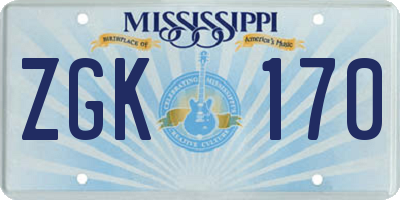 MS license plate ZGK170