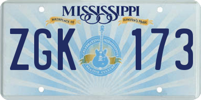 MS license plate ZGK173