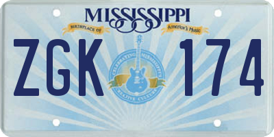 MS license plate ZGK174