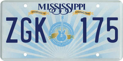 MS license plate ZGK175