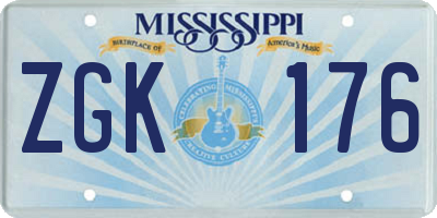 MS license plate ZGK176