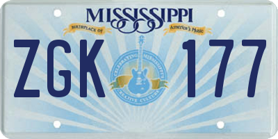 MS license plate ZGK177