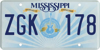 MS license plate ZGK178