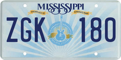MS license plate ZGK180