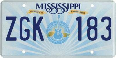 MS license plate ZGK183