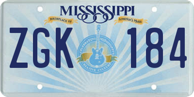 MS license plate ZGK184