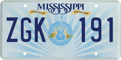 MS license plate ZGK191
