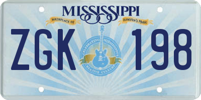 MS license plate ZGK198