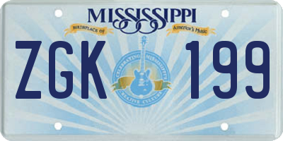 MS license plate ZGK199