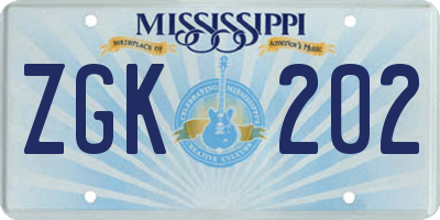 MS license plate ZGK202