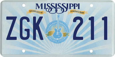 MS license plate ZGK211