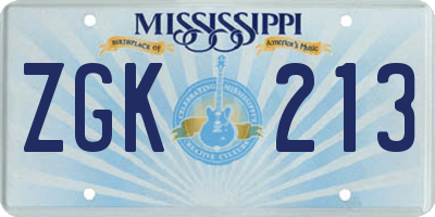 MS license plate ZGK213