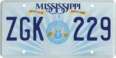 MS license plate ZGK229