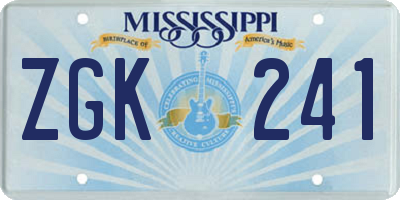 MS license plate ZGK241