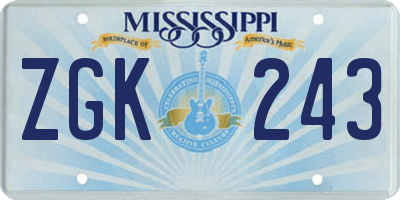 MS license plate ZGK243