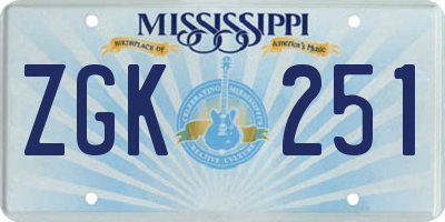 MS license plate ZGK251