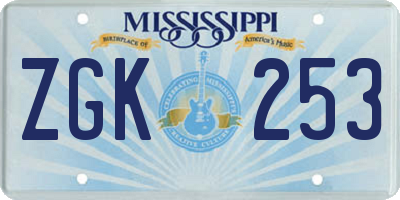 MS license plate ZGK253