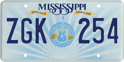MS license plate ZGK254