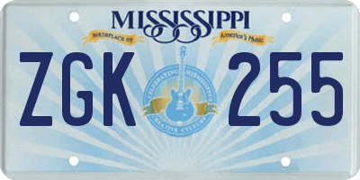 MS license plate ZGK255