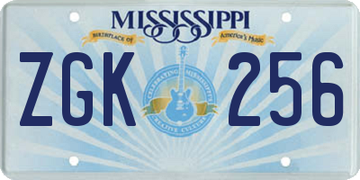 MS license plate ZGK256