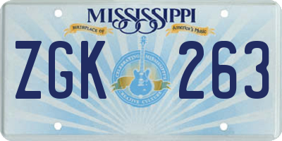 MS license plate ZGK263