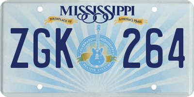 MS license plate ZGK264
