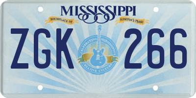 MS license plate ZGK266