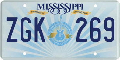 MS license plate ZGK269