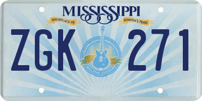 MS license plate ZGK271