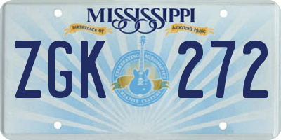 MS license plate ZGK272