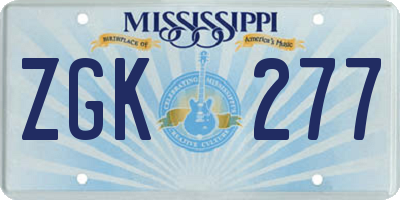 MS license plate ZGK277
