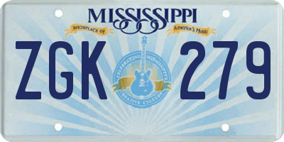 MS license plate ZGK279