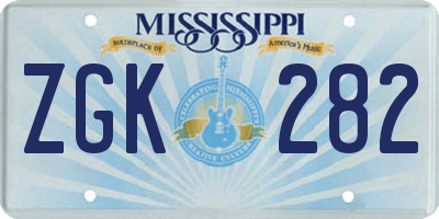 MS license plate ZGK282
