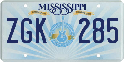 MS license plate ZGK285