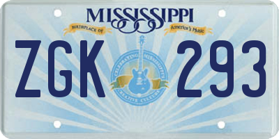 MS license plate ZGK293