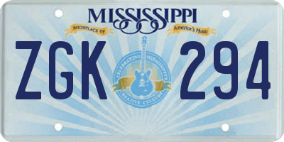 MS license plate ZGK294