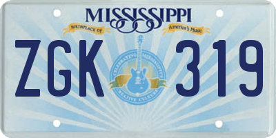 MS license plate ZGK319