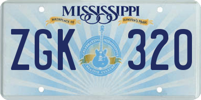 MS license plate ZGK320