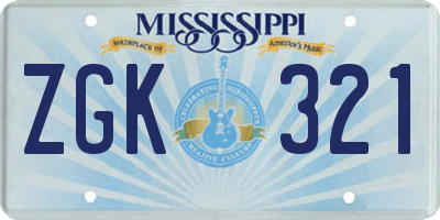 MS license plate ZGK321