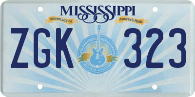 MS license plate ZGK323