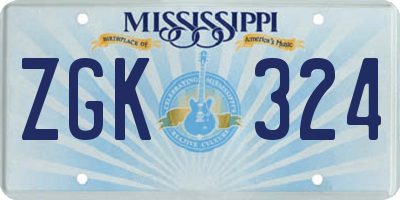 MS license plate ZGK324