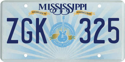 MS license plate ZGK325