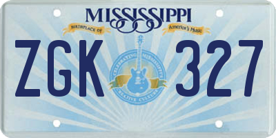 MS license plate ZGK327
